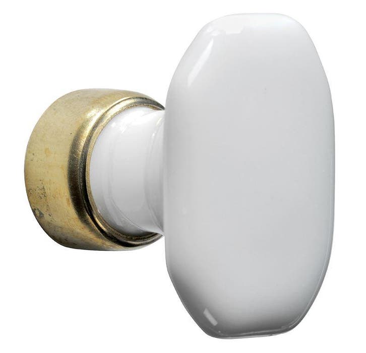 Meubelknop Octo ovaal porselein 36mm wit/messing ongelakt, Huis en Inrichting, Kasten | Overige, Nieuw