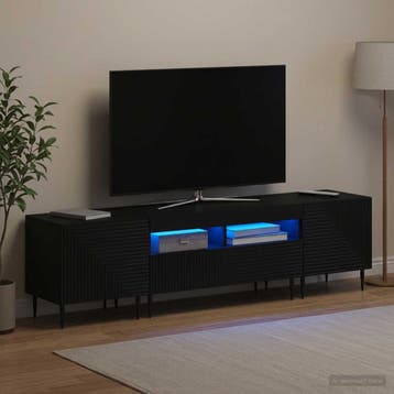 vidaXL 3-delige LED TV-kast Zwart Bewerkt hout, Huis en Inrichting, Kasten |Televisiemeubels, Verzenden, Nieuw