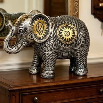 sculptuur, Decorative Elephant Sculpture – Silver Effect, Antiek en Kunst