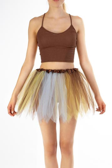 KIMU® Tutu Bruin Geel Tule Rokje XS S 140 146 152 158 164 He, Ophalen of Verzenden, Nieuw