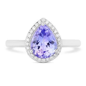 Bague - 14 carats Or blanc - 1.95ct. tw. Tanzanite - Diamant, Nieuw