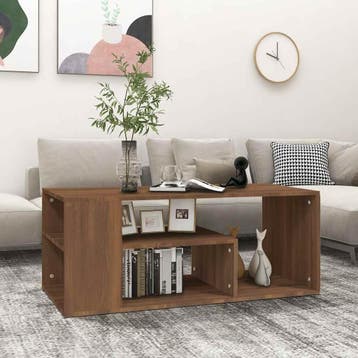 vidaXL Salontafel 100x50x40 cm bewerkt hout bruineiken, Verzenden, Nieuw