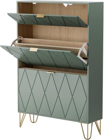Schoenenkast - Schoenenrek - 80x24x120 cm - Groen - UEV, Verzenden, Nieuw