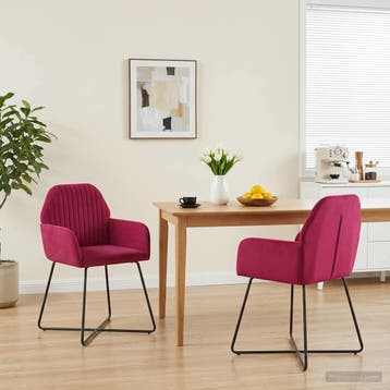 vidaXL Eetstoelen 2 st fluweel Wijnrood 55 x 50 x 84 cm, Verzenden, Nieuw