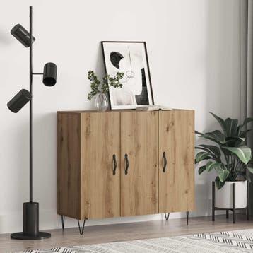 vidaXL Dressoir Artisan Eiken 90 x 32,5 x 80 cm Bewerkt hout, Maison & Meubles, Armoires | Dressoirs, Verzenden