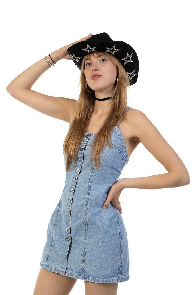 Cowboyhoed Zwart Sterren Steentjes Zwarte Cowboy Western Hoe, Vêtements | Femmes, Costumes de carnaval & Vêtements de fête, Enlèvement ou Envoi