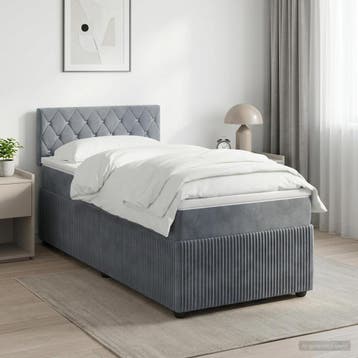 vidaXL Boxspringbed met matras Donkergrijs 90 x 200 cm, Verzenden