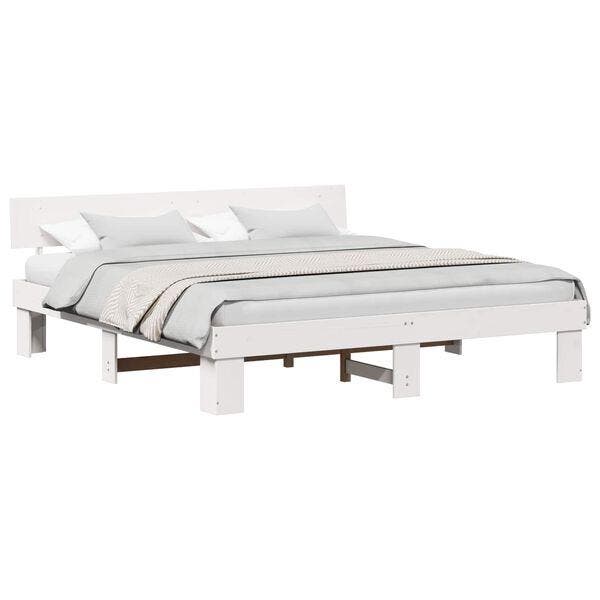 Wit houten bedframe 180x200 | Retour deal, weg is pech, Huis en Inrichting, Slaapkamer | Bedden, 180 cm, 200 cm, Wit, Gebruikt