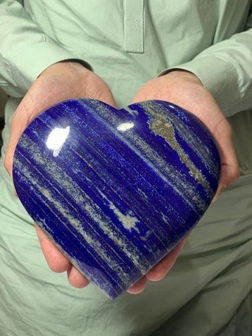 Premium lapis lazuli Diepblauwe Hart - Hoogte: 15.5 cm -