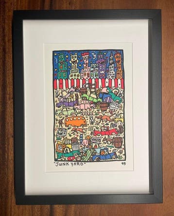 James Rizzi (1950-2011) - Junkyard, original Siebdruck, Antiek en Kunst
