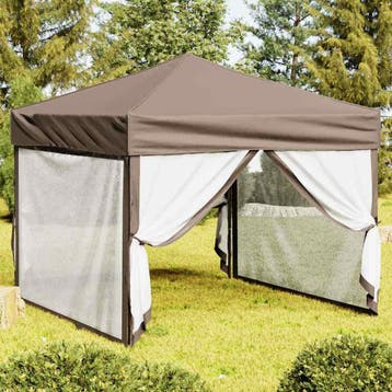 vidaXL Partytent inklapbaar met zijwanden 3x3 m taupe, Verzenden