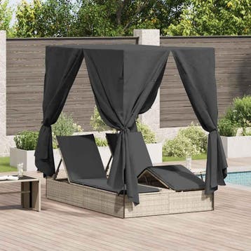vidaXL Dubbele ligstoel Lichtgrijs poly rattan, Verzenden, Nieuw
