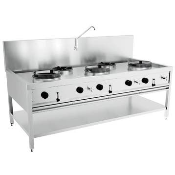 Wokfornuis | Gas | 5 Branders (2x 9kW + 3x 17kW) | Waakvlam, Verzenden, Nieuw in verpakking
