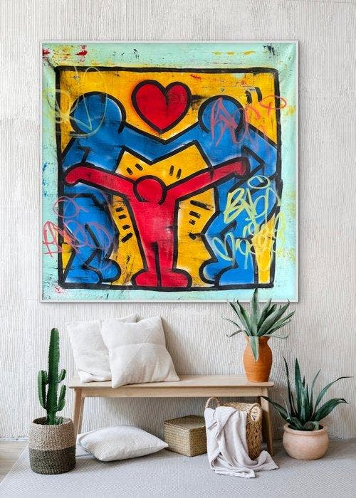 Freda People - Super Rare Haring XL, Antiquités & Art, Art | Peinture | Moderne