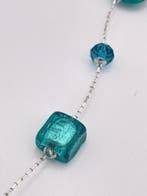 verre de Murano, Argent - Collier - verre Murano argenté