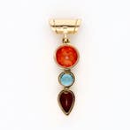 Pendentif - 14 carats Or jaune - Grenat, Topaze, Simili