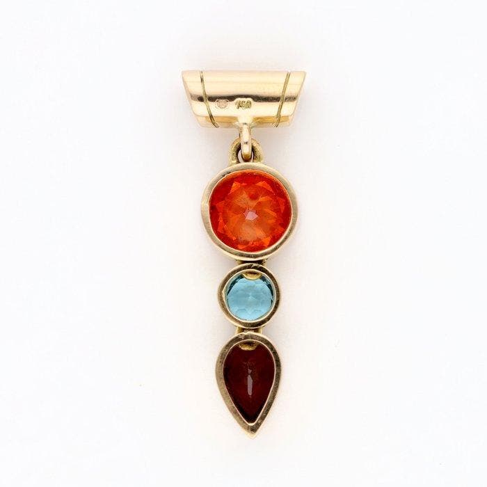 Pendentif - 14 carats Or jaune - Grenat, Topaze, Simili, Bijoux, Sacs & Beauté, Bijoux anciens