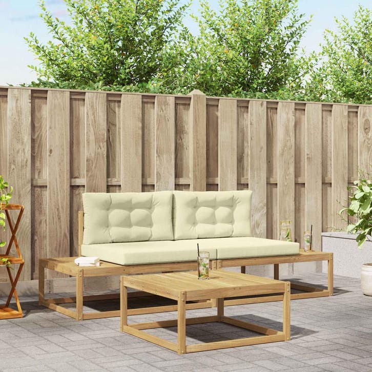 vidaXL Buiten bank set Polyester Wit, Tuin en Terras, Tuinsets en Loungesets, Nieuw, Verzenden