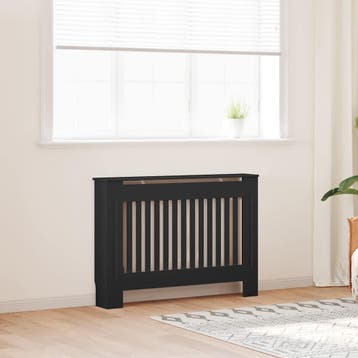 vidaXL Radiatorombouw 112x19x81,5 cm bewerkt hout zwart, Verzenden, Nieuw