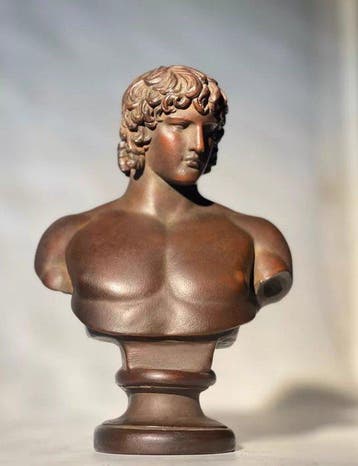 Statue, Bust of Antinus - 17 cm - Poterie froide