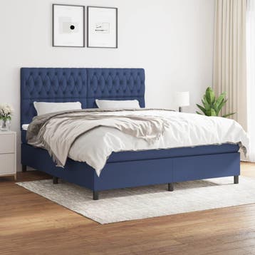 vidaXL Boxspring met matras stof blauw 180x200 cm, Verzenden, Nieuw