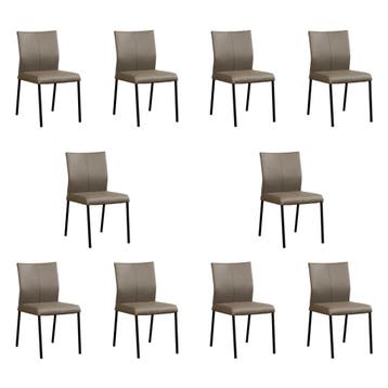 Set van 10 Leren eetkamerstoelen Basic - Toledo Smog, Ophalen of Verzenden