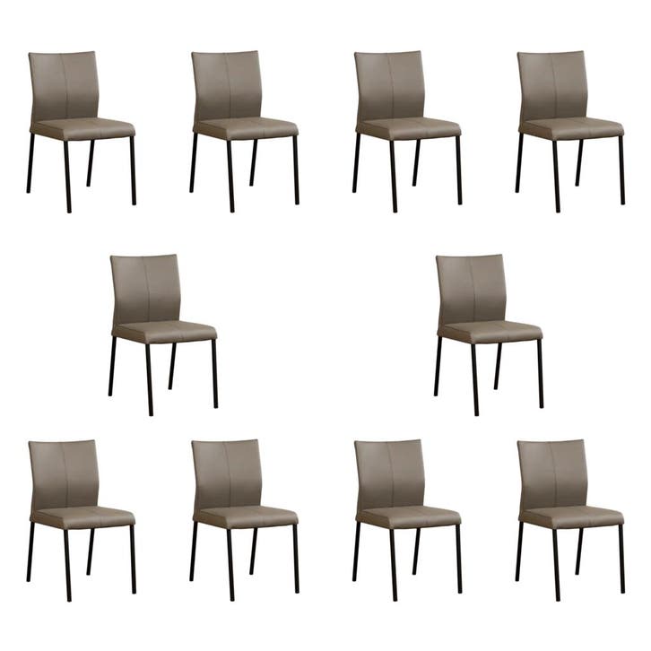 Set van 10 Leren eetkamerstoelen Basic - Toledo Smog, Maison & Meubles, Chaises, Enlèvement ou Envoi