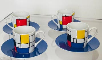 Kõnitz - De Stijl - Koffieservies voor 4 - Porselein -
