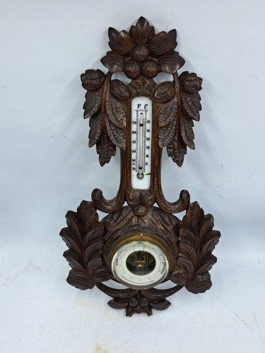 J.H.Loorbach Veendam Aneroid barometer - Bois, Verre -, Antiquités & Art, Art | Objets design
