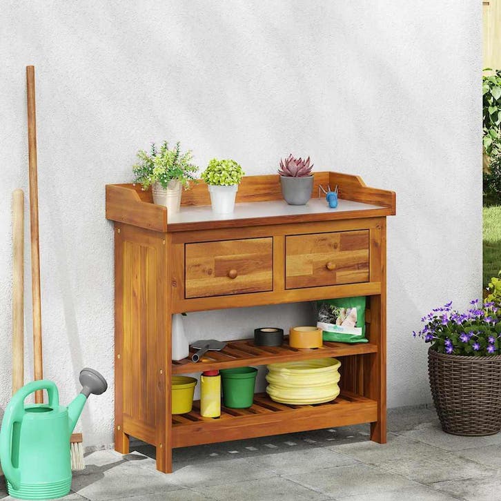 vidaXL Tuinkast met lade Naturel 78 x 36,5 x 78cm Massief, Huis en Inrichting, Kasten | Overige, Nieuw, Verzenden