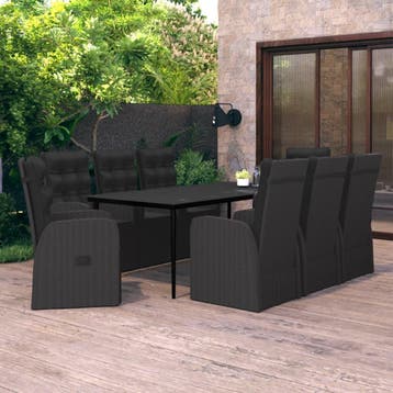 vidaXL 9-delige Tuinset met kussens zwart, Verzenden, Nieuw, Tuinset