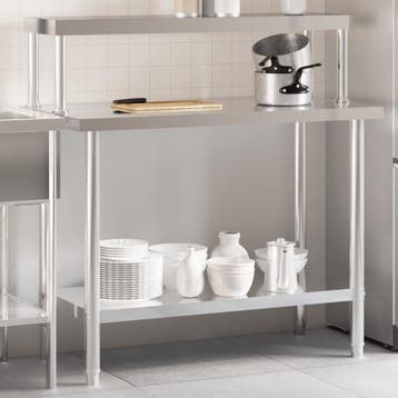 vidaXL Keukenwerktafel met bovenschap 110x55x120 cm, Verzenden