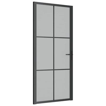 vidaXL Binnendeur 93x201,5 cm matglas en aluminium zwart, Verzenden