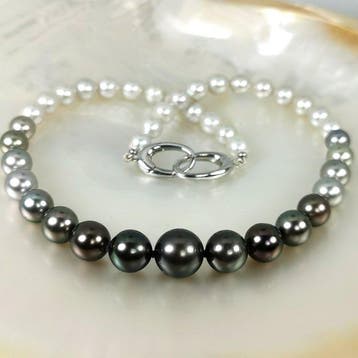Collier Argent Perle - Perle - Tahiti-Akoya Ø8x12,7MM, Bijoux, Sacs & Beauté, Colliers