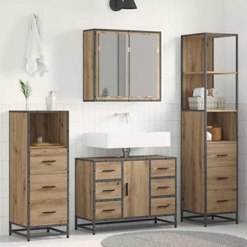 vidaXL Badkamermeubel Set 4 st Artisan Eiken Bewerkt hout, Verzenden