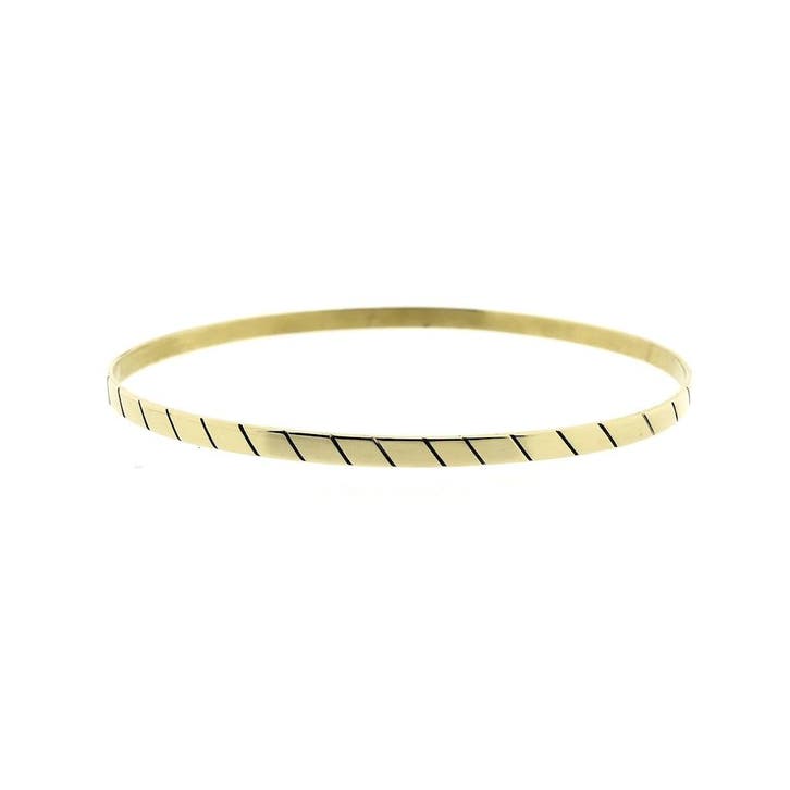 Gouden slavenarmband met patroon, Handtassen en Accessoires, Armbanden, Overige kleuren, Gebruikt, Goud, Ophalen of Verzenden