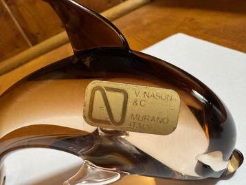 V. Nason & C - Bouteille - dauphin - Verre de Murano -