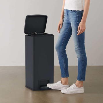 vidaXL Pedaalemmer met anti-vingerafdruk 30 L RVS zwart, Verzenden
