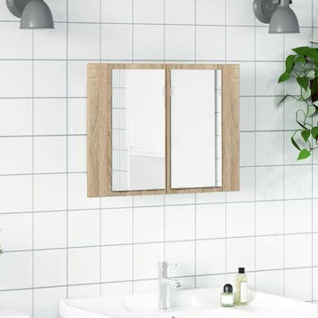 vidaXL Badkamerkast met spiegel LED 60x12x45 acryl sonoma, Verzenden, Nieuw