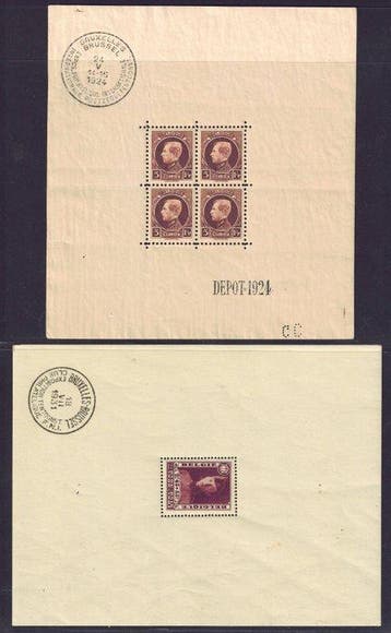 Belgique 1924/1931 - Les 3 premiers blocs belges, tous avec, Postzegels en Munten, Gestempeld