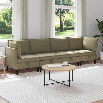 vidaXL Woonkamer Meubelset 4 st Kaki Stof, Huis en Inrichting, Verzenden, Nieuw