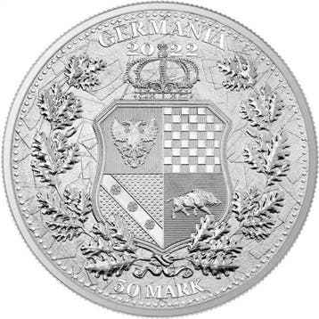 Polen. 50 Mark 2022 10 oz 50 Mark Allegories Germania and, Timbres & Monnaies, Métaux nobles & Lingots