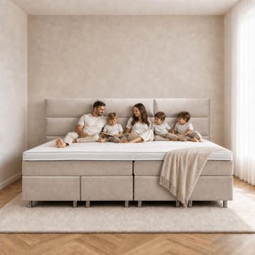 van Schaik Familie Boxspring Kingsize XXL Beige - 320 x 220, Nieuw