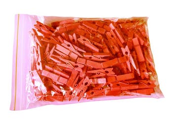 Set van 100 kleine wasknijpers van hout (35 mm, oranje), Verzenden, Nieuw