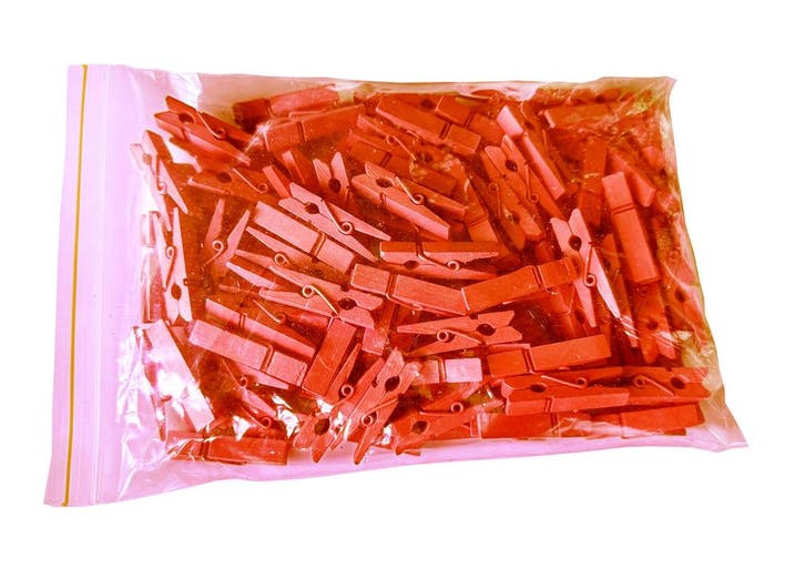 Set van 100 kleine wasknijpers van hout (35 mm, oranje), Doe-het-zelf en Bouw, Gereedschap | Overige machines, Nieuw, Verzenden