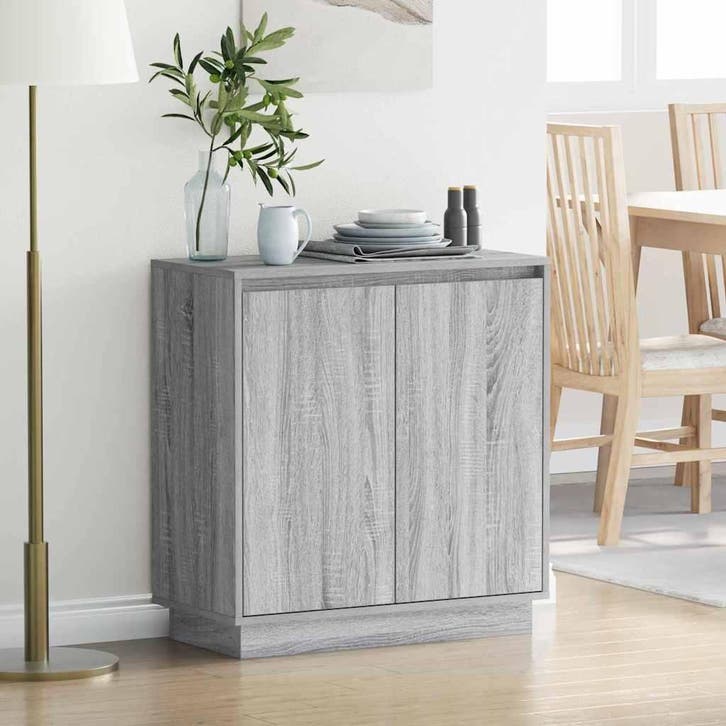 vidaXL LED Dressoir voor Grijs sonoma 71 x 34,5 x 75 cm, Maison & Meubles, Tables | Coiffeuses, Envoi