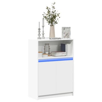 vidaXL Dressoir met LED 72x34x100 cm bewerkt hout wit, Verzenden, Nieuw