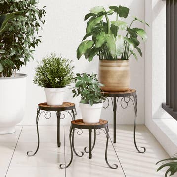 vidaXL Plantenstandaards 3 st keramiek terracottakleurig, Tuin en Terras, Bloembakken en Plantenbakken, Verzenden, Nieuw