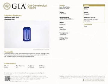 1 pcs Violet, Blauw Tanzaniet - 8.26 ct - Gemological