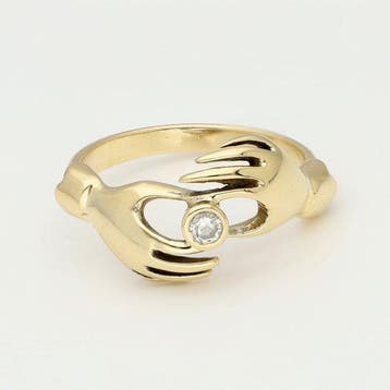 Zonder minimumprijs - Ring - 14 karaat Geel goud Diamant, Handtassen en Accessoires, Ringen, Nieuw